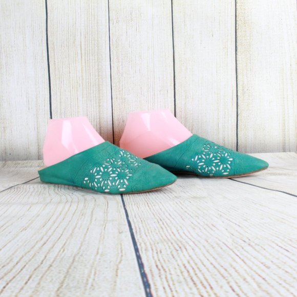 Sahara Pointed Toe Leather Wedge Slide Shoes Sz 6 - Picture 4 of 8